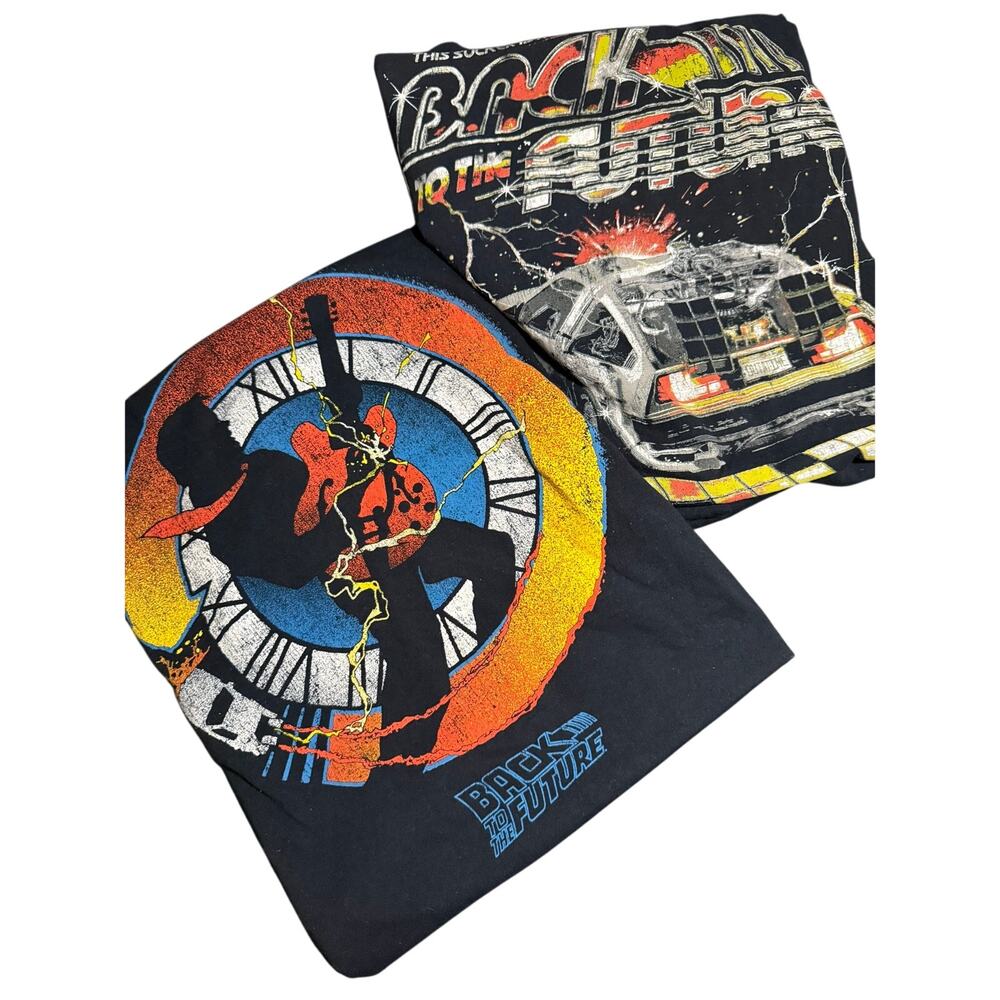 Lot of 2 BACK TO THE FUTURE Black T-Shirts by FRIGHT RAGS Men's Size 3XL